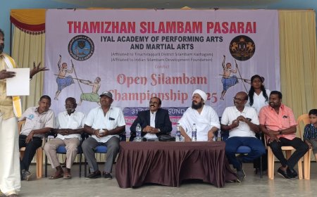 திருச்சியில் தமிழன் சிலம்ப பாசறை இயல் நாட்டார் கலை மற்றும் பண்பாட்டு நடுவம் சார்பில் 2025 க்கான மாபெரும் சிலம்பப் போட்டி