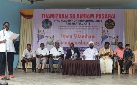 திருச்சியில் தமிழன் சிலம்ப பாசறை இயல் நாட்டார் கலை மற்றும் பண்பாட்டு நடுவம் சார்பில் 2025 க்கான மாபெரும் சிலம்பப் போட்டி