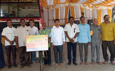 திருச்சியிலிருந்து இரு சக்கர மிதி வண்டியில் தீ விபத்து விழிப்புணர்வு பிரச்சாரம் துவங்கியது