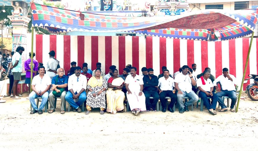 திருச்சியில் வாலிபர் வெட்டி படுகொலை செய்யப்பட்டதை கண்டித்தும்- உடலை வாங்க மறுத்தும் மார்க்சிஸ்ட் கம்யூனிஸ்ட் கட்சியினர் திருச்சி பீம நகரில் காத்திருப்பு போராட்டம்