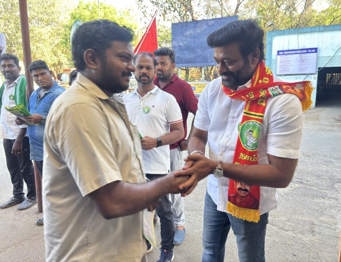 *திருச்சி BHEL தொழிற்சாலையில் தமிழர்களுக்கே முன்னுரிமை வழங்கப்படும்-திருவெறும்பூர் தொகுதி நாம் தமிழர் கட்சி வேட்பாளர் ஜல்லிக்கட்டு ராஜேஷ் வாக்குறுதி*