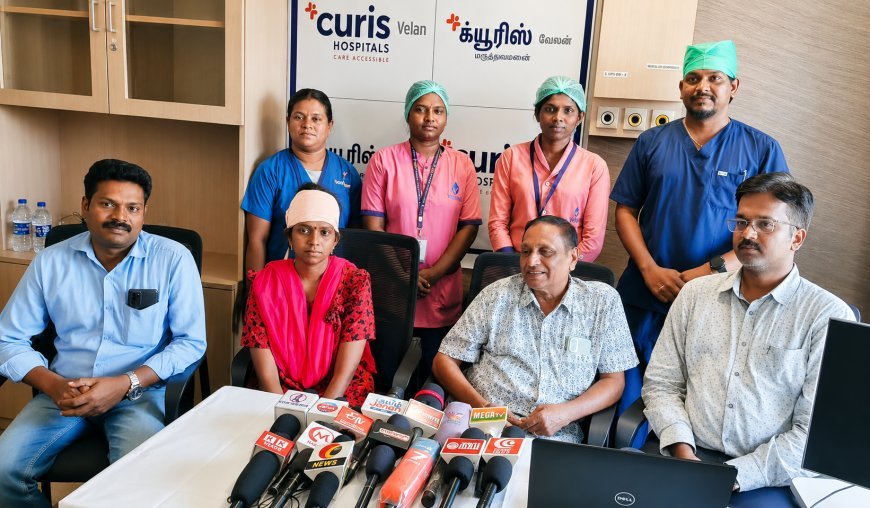 *திருச்சியில் 33 வயது பெண்ணின் மூளையிலிருந்து டென்னிஸ் பந்து அளவு கட்டியை அகற்றி கியூரிஸ் வேலன் மருத்துவமனை சாதனை!- பெண்ணிற்கு புது வாழ்வை அளித்த மருத்துவமனைக்கு குவியும் பாராட்டுகள்*